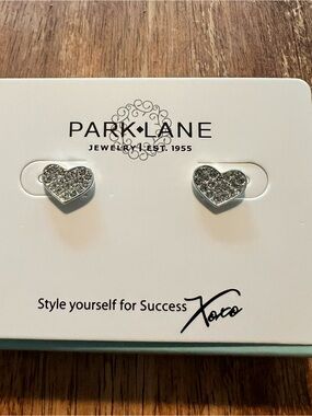 Park Lane DAINTY Earrings, Heart Crystal Stud Earrings, Silver, NWT
